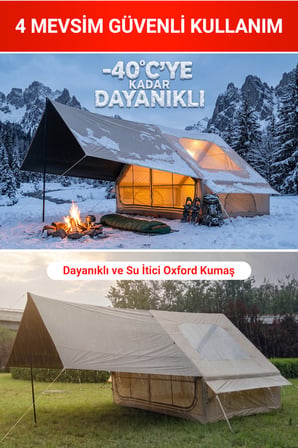 Rovos 6 Kişilik Şişme Kamp Çadırı, 4 Mevsim Su Geçirmez Oxford Kumaş, Tenteli ve Sineklikli Pencere, Kolay Kurulum Lüks Aile Çadırı (300x210x200 cm, 6.3 m²)