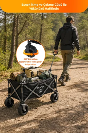 Pikas Taşınabilir  Kamp Seti - Katlanabilir Portatif Pazar Piknik Vagon Market Bahçe Arabası 6219