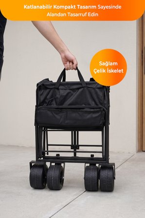 Pikas Taşınabilir  Kamp Seti - Katlanabilir Portatif Pazar Piknik Vagon Market Bahçe Arabası 6219