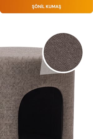 2'si 1 Arada Dekoratif Puf, Şönil Kumaş Kedi-Köpek Evi 6230