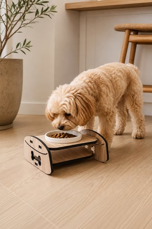 Ahşap Standlı Tekli Küçük-Orta Irk Köpek ve Kediler İçin Mama Veya Su Kabı