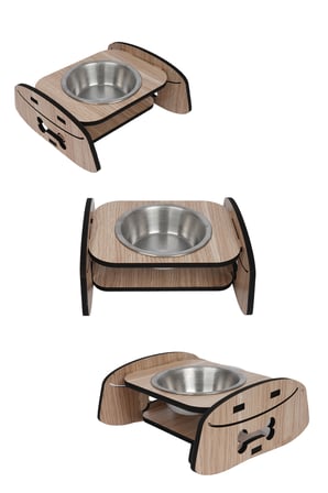 Ahşap Standlı Tekli Küçük-Orta Irk Köpek ve Kediler İçin Mama Veya Su Kabı