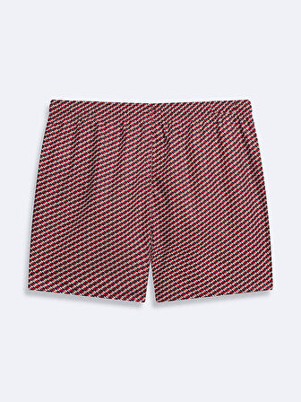 Desenli Regular Kırmızı Deniz Şort