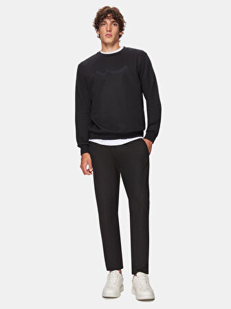 Beli Lastikli Düz Paça Siyah Eşofman