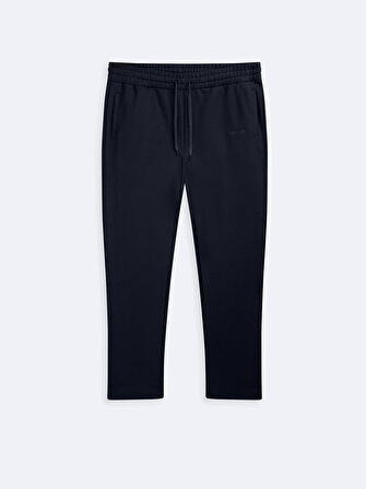 Beli Lastikli Düz Paça Lacivert Eşofman