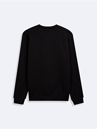 Uzun Kollu Sıgn Baskılı Basıc Siyah Sweatshırt