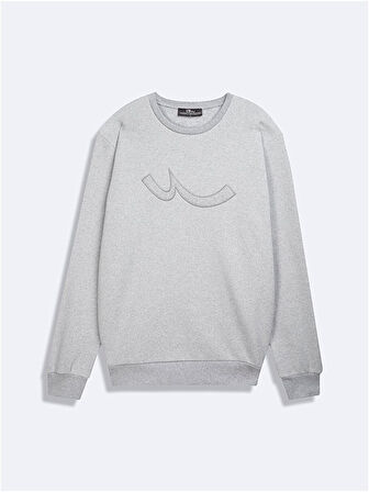 Uzun Kollu Sıgn Baskılı Basıc Gri Sweatshırt