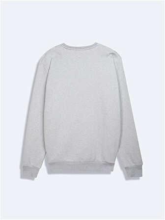 Uzun Kollu Sıgn Baskılı Basıc Gri Sweatshırt