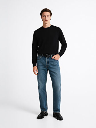 Uzun Kollu Sıfır Yaka Basic Antrasit Sweatshırt