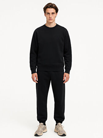 Uzun Kollu Sıfır Yaka Basic Lacivert Sweatshırt