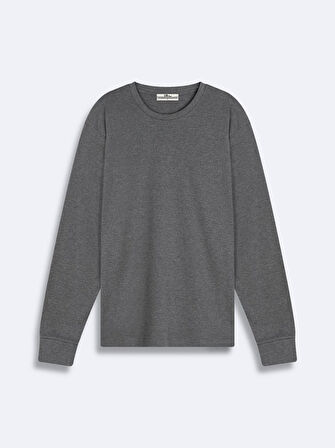 Uzun Kollu Sıfır Yaka Basic Antrasit Sweatshırt