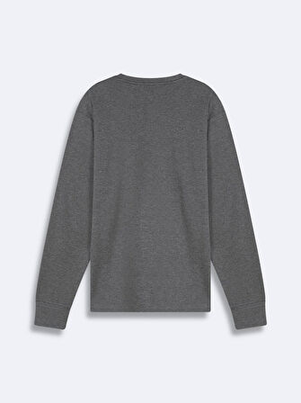 Uzun Kollu Sıfır Yaka Basic Antrasit Sweatshırt