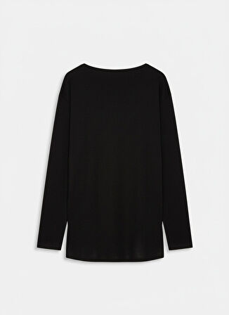 Uzun Kollu V Yaka Siyah Sweatshırt