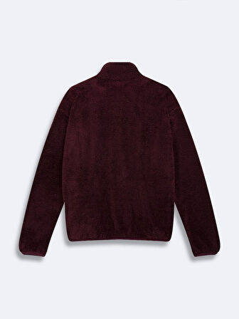 Uzun Kollu Polar Fermuarlı Kırmızı Hırka