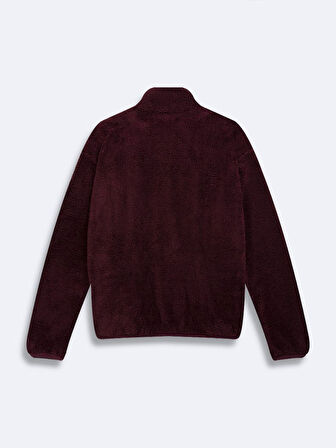 Uzun Kollu Polar Fermuarlı Kırmızı Hırka