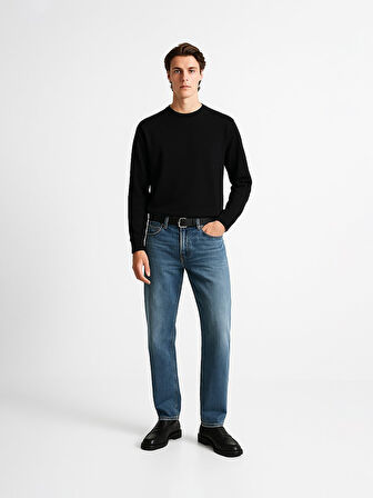 Uzun Kollu Sıfır Yaka Basic Siyah Sweatshırt