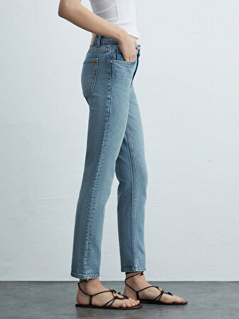 Rebecca Dar Paça Yüksek Bel Jean Pantolon