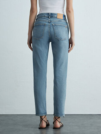 Rebecca Dar Paça Yüksek Bel Jean Pantolon