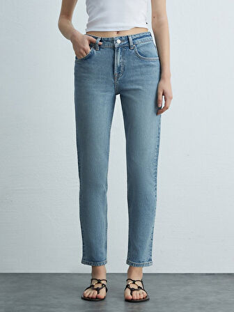 Rebecca Dar Paça Yüksek Bel Jean Pantolon