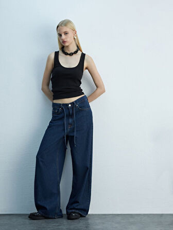 Denıssa Geniş Paça Yüksek Bel Jean Pantolon