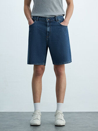 Jadrıen Rahat Kesim Yüksek Bel Jean Bermuda