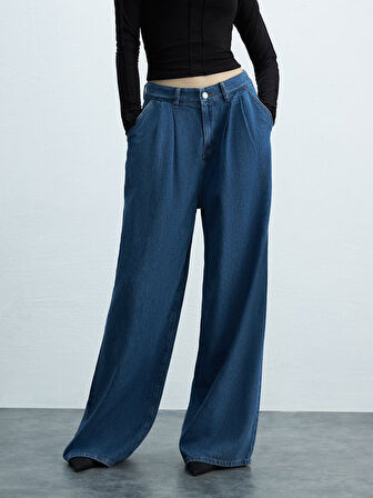 Sıerra Geniş Paça Yüksek Bel Jean Pantolon