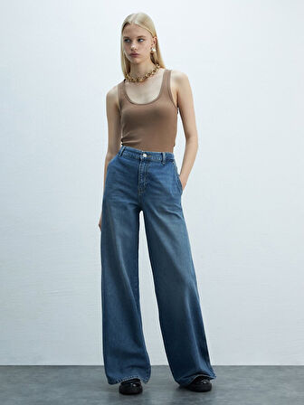 Marıam Geniş Paça Yüksek Bel Jean Pantolon
