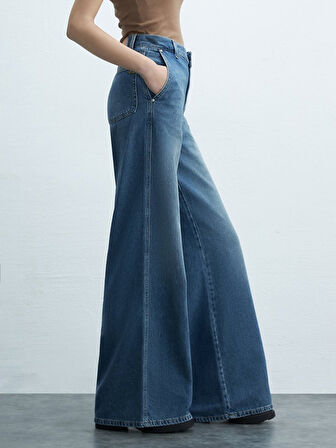 Marıam Geniş Paça Yüksek Bel Jean Pantolon