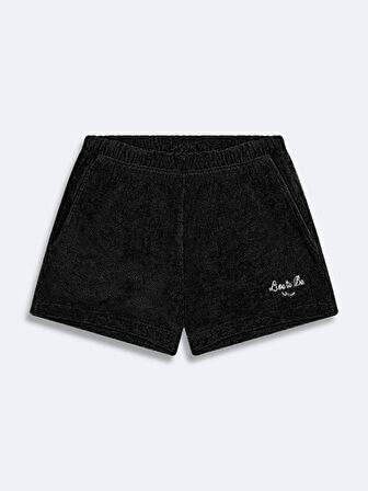 Baskılı Relaxed Mini Siyah Şort