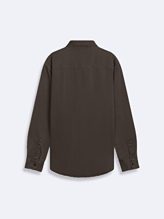 Düz Regular Fit Kahve Rengi Gömlek