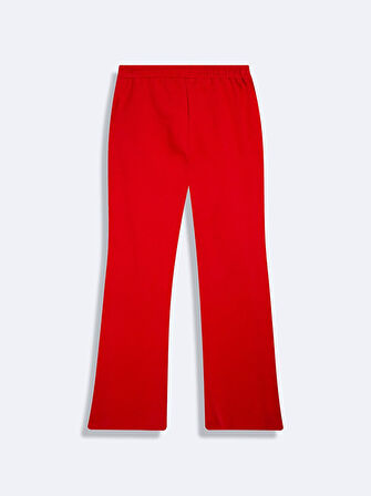 Beli Lastikli Düz Paça Basıc Kırmızı Eşofman