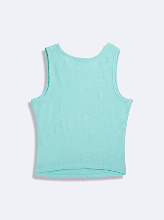 Kolsuz Sıfır Yaka Basic Mavi Atlet