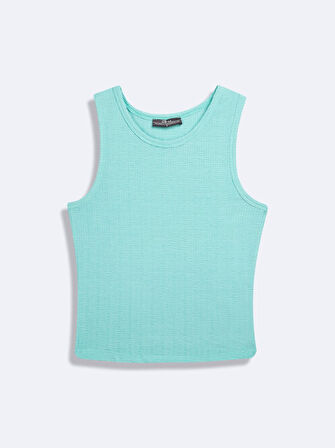 Kolsuz Sıfır Yaka Basic Mavi Atlet