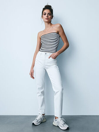 Straplez Çizgili Lacivert Atlet