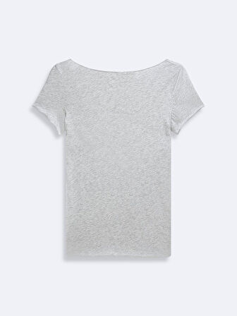 Kısa Kollu Sıfır Yaka Basic Bej t-shirt