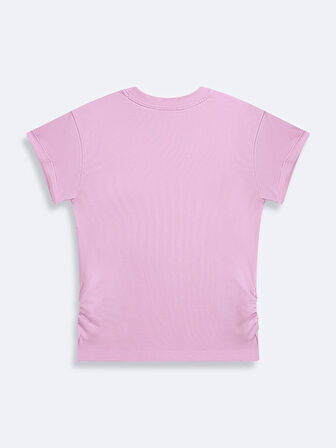 Kısa Kollu Sıfır Yaka Basic Pembe t-shirt