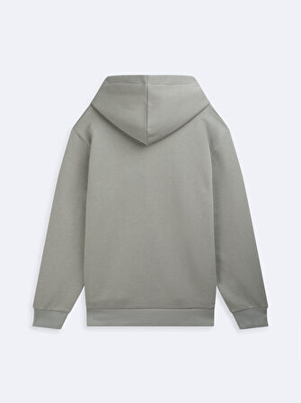 Uzun Kollu Kapüşonlu Sign Baskılı Yeşil Sweatshırt