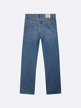 Vanetta Düz Paça Yüksek Bel Mavi Jean Pantolon