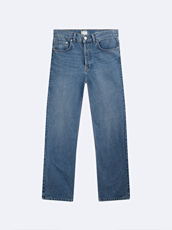 Vanetta Düz Paça Yüksek Bel Mavi Jean Pantolon