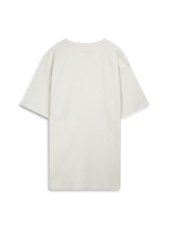 Dokulu Relaxed Fit Bej T-shırt