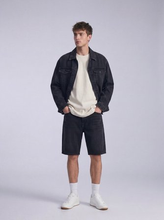 Dokulu Relaxed Fit Bej T-shırt