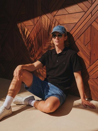 Basic Pike Polo Yaka Siyah T-shırt