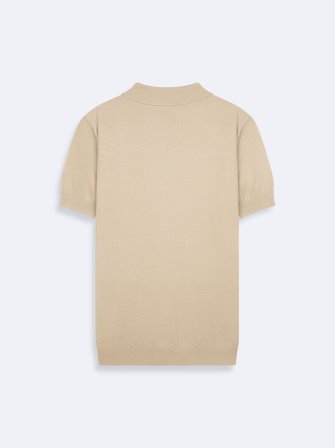 Polo Yaka Düğmeli Bej Kazak