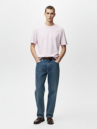 Kısa Kollu Sıfır Yaka Basic Lila T-shırt