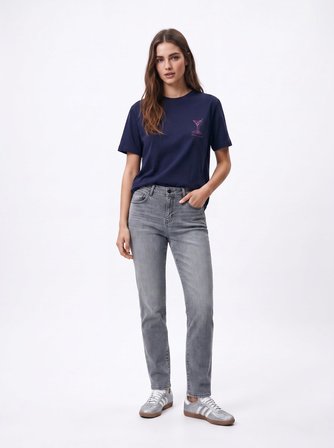 Wılona L Straight Orta Bel Mid Indigo Jean Pantolon