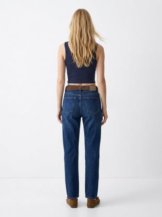 Düğmeli Kaşkorse Crop Lacivert Atlet