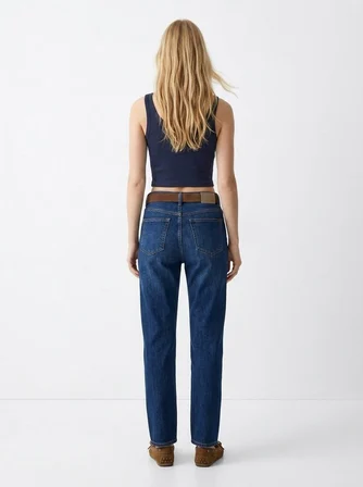 Düğmeli Kaşkorse Crop Lacivert Atlet