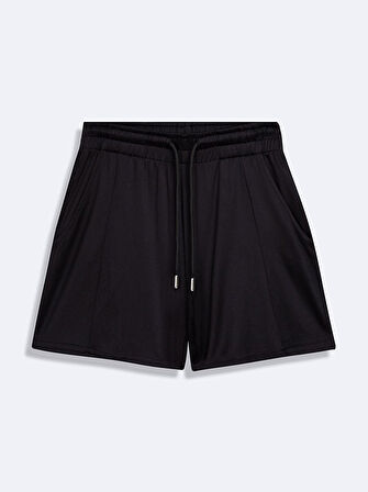 Beli Lastikli Kısa Siyah Şort