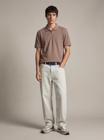 Fermuarlı Pike Polo Yaka Kahverengi T-shırt