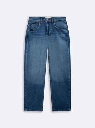 Ollına Str Düz Paça Orta Bel Mid Indigo Jean Pantolon